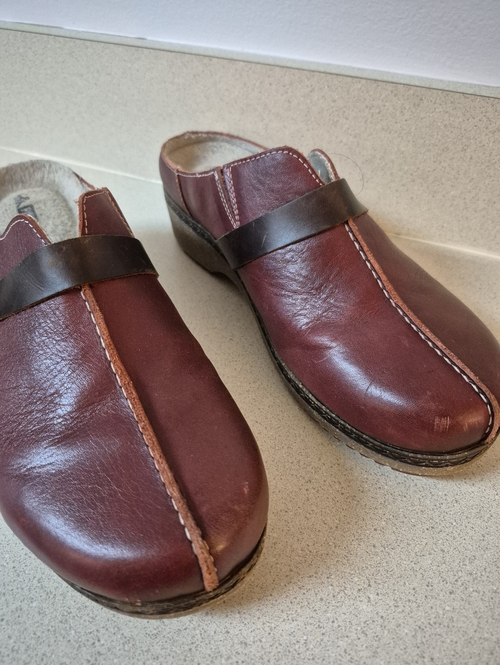 Pikolinos Granada Leather Mules Clogs SIZE 40 "Arcilla" Dark Red Maroon - Picture 4 of 10